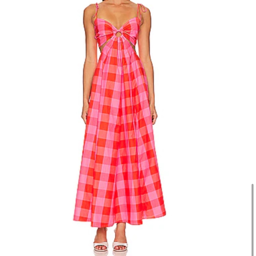 Magda Gingham Red & Pink Dress